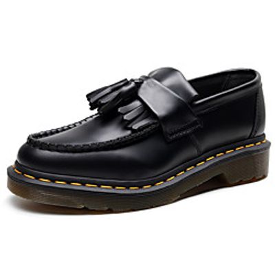 Women's Loafers  Slip-Ons Flat Heel Round Toe Booties Ankle Boots Daily Work Leather Tassel Solid Colored Black miniinthebox
