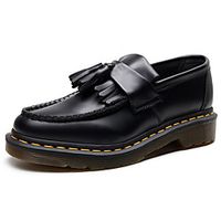 Women's Loafers  Slip-Ons Flat Heel Round Toe Booties Ankle Boots Daily Work Leather Tassel Solid Colored Black miniinthebox - thumbnail