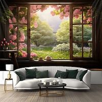 Window Landscape Hanging Tapestry Wall Art Large Tapestry Mural Decor Photograph Backdrop Blanket Curtain Home Bedroom Living Room Decoration Lightinthebox - thumbnail
