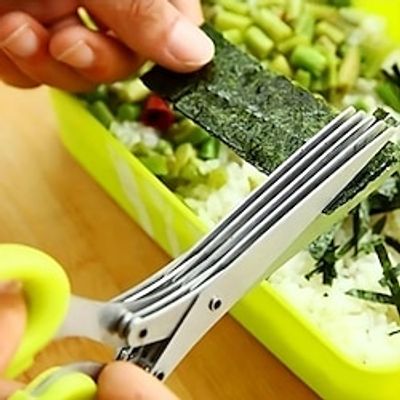 1pc, Stainless Steel Kitchen Scissors, Multi Layer Vegetable Scissors, Green Onion Scissors With 5 Blabe, Multifunctional Kitchen Cutter, Vegetable Shears, Kitchen Gadgets, Kitchen Supplies Lightinthebox
