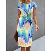 Women's Sheath Dress Summer Dress Floral Ruched Twist Crew Neck Midi Dress Stylish Holiday Short Sleeve Summer Spring Lightinthebox