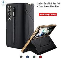 Phone Case For Samsung Galaxy Flip Z Fold 4 and Screen Protector Pencil Holder Flip Solid Colored PC Metal miniinthebox - thumbnail