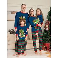 Santa Claus Reindeer Family Christmas Pajamas Nightwear Men's Women's Boys Girls' Family Matching Outfits Christmas New Year Christmas Eve Kid's Adults' Home Wear Polyester Top Pants miniinthebox - thumbnail
