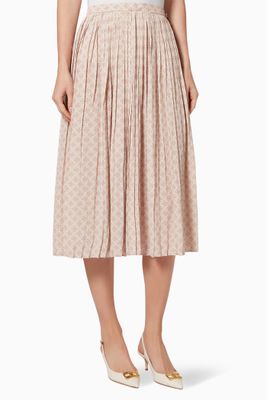 Pleated Skirt in Micro Padlock Viscose Georgette Pleated Skirt in Micro Padlock Viscose Georgette