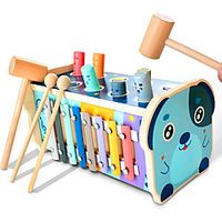 Wooden Hammering Pounding Toy Educational Pegs Pound Maze Puzzle Number Sorter Musical Toy with Xylophone Hammers Mallets Gift for 1-4 Year Old Boys and Girls miniinthebox - thumbnail