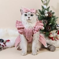 pink Winter Fragrant Teddy Dress Christmas Dress Two Piece Bow Fashion Flying Sleeve Lace Lightinthebox - thumbnail