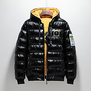 Men's Parka Daily Fall Winter Regular Coat V Neck Regular Fit Windproof Rain Waterproof Warm Casual Jacket Long Sleeve Solid Color Letter Quilted Print Green Black Navy Blue Lightinthebox