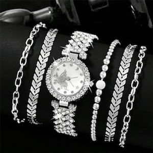 Women Quartz Watch with Chain Luxury Fashion Bling Chronograph World Time Decoration Stainless Steel Strap Watch miniinthebox