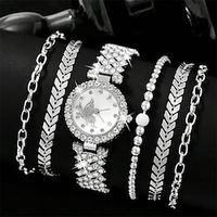 Women Quartz Watch with Chain Luxury Fashion Bling Chronograph World Time Decoration Stainless Steel Strap Watch miniinthebox - thumbnail