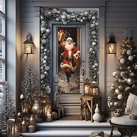 1pc Christmas Poster with Hangers Santa Claus Wall Art Canvas Posters Art For Home Living Room Decoration Wall Art Decor Lightinthebox - thumbnail