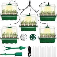 1pcs/5pcs LED Grow Lights Seed Starter Tray with Grow Light Plant Starter Tray Seedling Starter Kit with Humidity Domes Base Indoor Greenhouse Mini Propagator Station for Seeds Growing Starting Lightinthebox