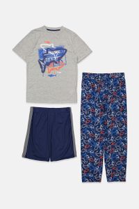 Kids Boys 3-Pcs. Graphic-Print Pajama Set  Gray/Navy