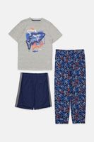 Kids Boys 3-Pcs. Graphic-Print Pajama Set  Gray/Navy - thumbnail