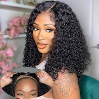 Human Hair Pre Plucked Pre Cut For Beginners Deep Wave Curly Lace Front Wigs Human Hair 4x4 HD Lace Closure Deep Curly Bob Wig Human Hair Wigs For Women 14 Inch Lightinthebox - thumbnail