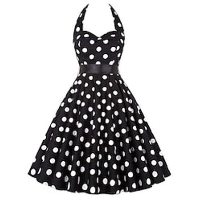 Polka Dots Retro Vintage 1950s A-Line Dress Swing Dress Flare Dress Audrey Hepburn Women's Halloween Casual Daily Dress Lightinthebox