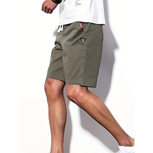 Men's Cargo Shorts Summer Shorts Drawstring Elastic Waist Multi Pocket Plain Comfort Wearable Casual Daily Holiday Cotton Blend Sports Fashion ArmyGreen Black miniinthebox