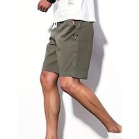 Men's Cargo Shorts Summer Shorts Drawstring Elastic Waist Multi Pocket Plain Comfort Wearable Casual Daily Holiday Cotton Blend Sports Fashion ArmyGreen Black miniinthebox - thumbnail