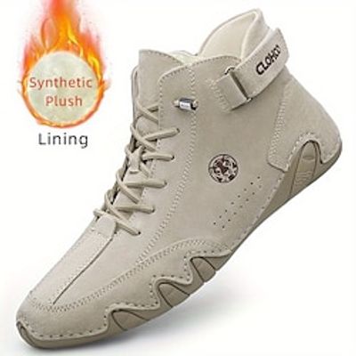 Men's Boots Retro Handmade Shoes Walking Casual Daily Leather Comfortable Booties  Ankle Boots Loafer Khaki Gray Spring Fall Lightinthebox