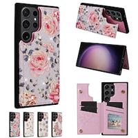 Phone Case For Samsung Galaxy S24 S23 S22 S21 Ultra Plus S21 FE Back Cover Kickstand Card Slot Shockproof Flower Floral TPU PC Lightinthebox