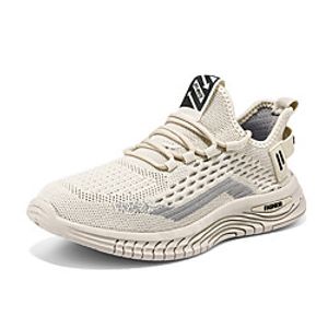 Men's Trainers Athletic Shoes Lace up Sporty Look Sporty Casual Classic Athletic Outdoor Running Shoes Synthetics Tissage Volant Non-slipping Height-increasing Shock Absorbing Gray Black Beige Fall Lightinthebox