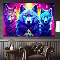 Animals Wall Art Canvas Colorful Wolf Prints and Posters Pictures Decorative Fabric Painting For Living Room Pictures No Frame miniinthebox