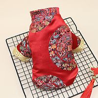 Dog Cat Dog clothes Chinoiserie Dailywear Casual / Daily Winter Dog Clothes Puppy Clothes Dog Outfits Breathable Red Costume for Girl and Boy Dog Polyester XS S M L XL XXL miniinthebox - thumbnail