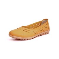 Leather Hollow Out Strappy Breathable Soft Slip On Flat Loafers