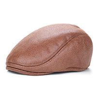 Men Vintage PU Leather Beret Cap Casual Outdoor Visor Duck Hats Winter Warm Peaked Caps