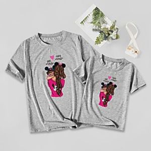 Mommy and Me Tops Letter Print Gray White Black Short Sleeve Cute Matching Outfits Lightinthebox