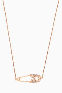 Safety Pin Small Diamond Necklace in 18kt Rose Gold