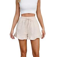 Women's Shorts Cotton Plain Ruffle Short Casual Daily Going out Weekend Wine Black S M Spring Summer Lightinthebox