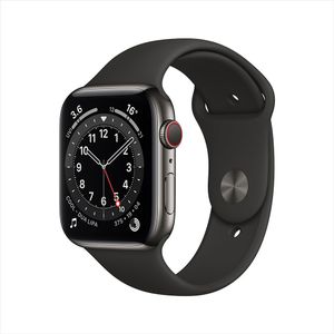 Apple Watch Series 6 GPS+ Cellular, 40mm Graphite Stainless Steel Case with Black Sport Band - Regular