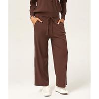 Women's Dark Coffee Ribbed Hooded Sweater Drawstring Straight Leg Pants Casual Knitwear Stylish Comfortable Daily Work Versatile Fall
