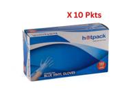 Hotpack Blue Vinyl Gloves Large 100 Pieces x 10 Packets - BVGL