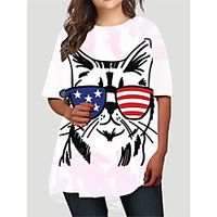 Women's Plus Size Dress T Shirt Dress Tee Dress Short Mini Dress Half Sleeve Dog Graphic Flag Print Basic Fall Spring Summer Blushing Pink XL XXL 3XL 4XL 5XL Lightinthebox - thumbnail