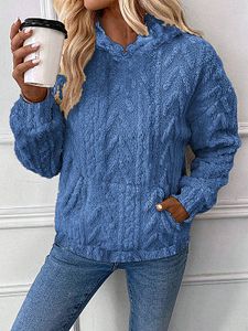 Women's Casual Jacquard Hooded Loose Fleece Thermal Sweatshirt