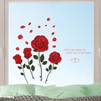 Valentine's Day Stickers Love Four Roses PVC Stickers Window Bedroom Decoration Wall Stickers miniinthebox