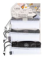 Core Color Border Reusable Mesh Produce Bags Small, Medium & Large Pack of 3 Grey Omber - thumbnail