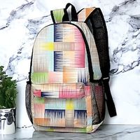 Women's Backpack School Bag Bookbag 3D Print Commuter Backpack School Outdoor Daily Geometric Polyester Large Capacity Lightweight Durable Zipper Print Red Blue Rainbow Lightinthebox