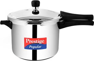 Prestige Popular Induction Base Stainless Steel Outer Lid Pressure Cooker, 5 Liters-(Silver)-(MPP20652)