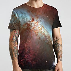 Men's Unisex Tee T shirt 3D Print Galaxy Graphic Prints Plus Size Print Short Sleeve Casual Tops Basic Designer Big and Tall Red Lightinthebox