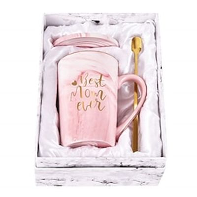 Best Mom Ever Coffee Mug Mom Mother Gifts Novelty Gifts for Mom from Daughter Son Women Mom Gifts for Mom Mother Christmas Gifts for Mom Printing with Gold 14Oz with Exquisite Box Packing Spoon Lightinthebox