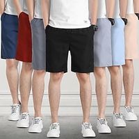 Men's Chino Shorts Work Shorts Casual Shorts Drawstring Elastic Waist Plain Outdoor Going out Fashion Streetwear Black Wine Micro-elastic miniinthebox - thumbnail