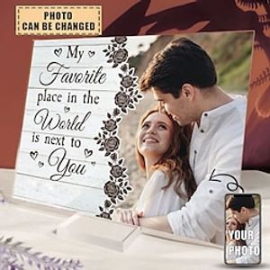 Personalized Acrylic Photo Plaque with Base,Custom Plaque My Favorite Place In The World Is Next To You ,Anniversary,Wedding,Valentine's Day Gift 2015cm (8"6") Lightinthebox