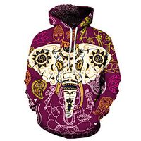 Men's Unisex Plus Size Pullover Hoodie Sweatshirt Graphic Prints Elephant Print Hooded Casual Daily Holiday 3D Print Basic Designer Hoodies Sweatshirts  Long Sleeve Wine Red Blue Purple miniinthebox - thumbnail