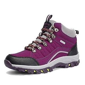 Women's Trainers Athletic Shoes Athletic Daily Flat Heel Round Toe Hiking Shoes Suede Lace-up Solid Colored Peach Purple miniinthebox
