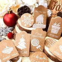 50200pcs, Cartoon Santa Claus Pattern Gift Box Labels Cards, With Hemp Rope, Christmas Tree Decoration Ornaments, Navidad, Hanging Decor, Christmas Decorations, Gift Decor, Cool Decor, Scene Decor Lightinthebox - thumbnail