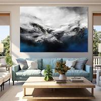 Handmade Oil Painting Canvas Wall Art Decoration Simple Abstract Sea Wave Landscape for Home Decor Rolled Frameless Unstretched Painting Lightinthebox