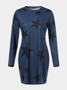 YOINS BASICS Casual Star Pattern Round Neck Long Sleeves Mini Dress