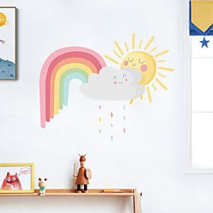 Cartoon Sky Wall Stickers Bedroom Kids Room Kindergarten Removable Pre-pasted PVC Home Decoration Wall Decal 1pc miniinthebox
